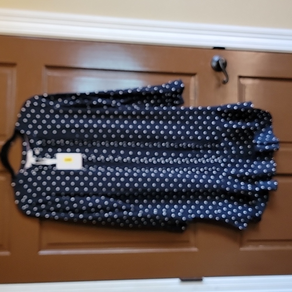 Tommy Hilfiger-navy and white polka dot button down front dress size M. NWT.
